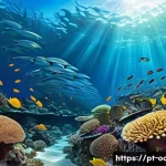 Home 13 산호초 미생물 공생 시스템 - Vibrant Coral Metropolis: The Symbiotic Dance of Life**
* **Prompt:** "A breathtaking, hyperreali...