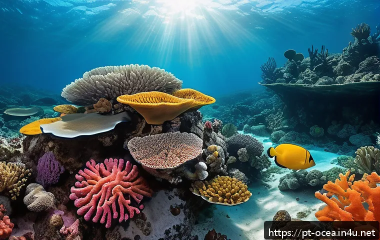 해양 생물의 신경 생리학 - A vibrant underwater coral reef scene near the Brazilian coast, featuring a variety of marine animal...